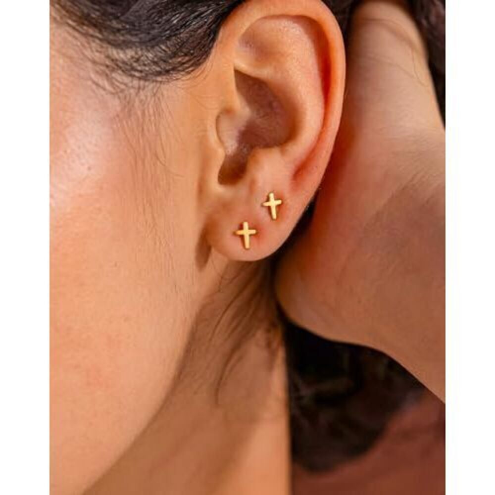 Gold Earrings For Women 14K Gold Plated Cross Stud Earring Dainty Minimalist